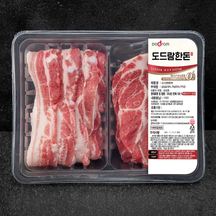 도드람한돈 삼겹 목심 반반팩 (냉장), 1kg, 1팩 대표 이미지 - 바베큐 추천