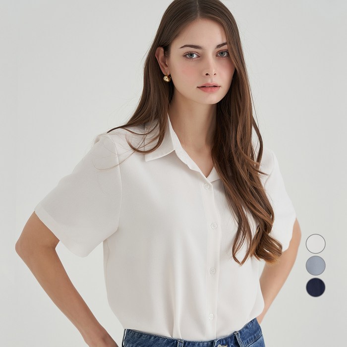 아피나르 찰랑 반팔 셔츠 블라우스 대표 이미지 - 여성 여름 셔츠 추천