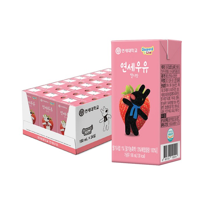 연세우유 멸균우유 딸기맛, 190ml, 24개 대표 이미지 - 딸기맛 음료 추천