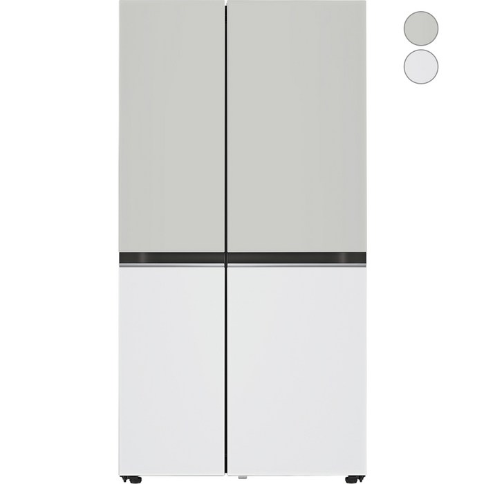 [색상선택형] LG전자 디오스 오브제컬렉션 양문형냉장고 S834AAA12 메탈 방문설치, 그레이 + 화이트, S834MGW12 대표 이미지 - 양문형 냉장고 추천