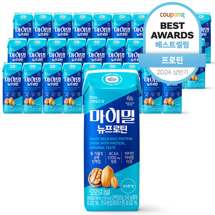 대상웰라이프 마이밀 뉴프로틴 오리지널, 190ml, 30개 대표 이미지 - 고단백 식품 추천