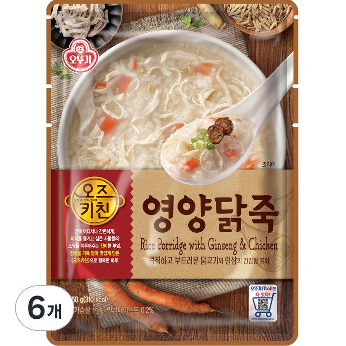 오뚜기 오즈 키친 영양 닭죽, 450g, 6개 대표 이미지 - 삼계죽 추천