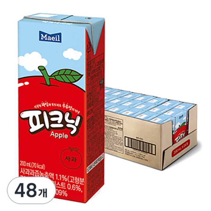 매일유업 피크닉 사과, 200ml, 48개 대표 이미지 - 과채주스 추천