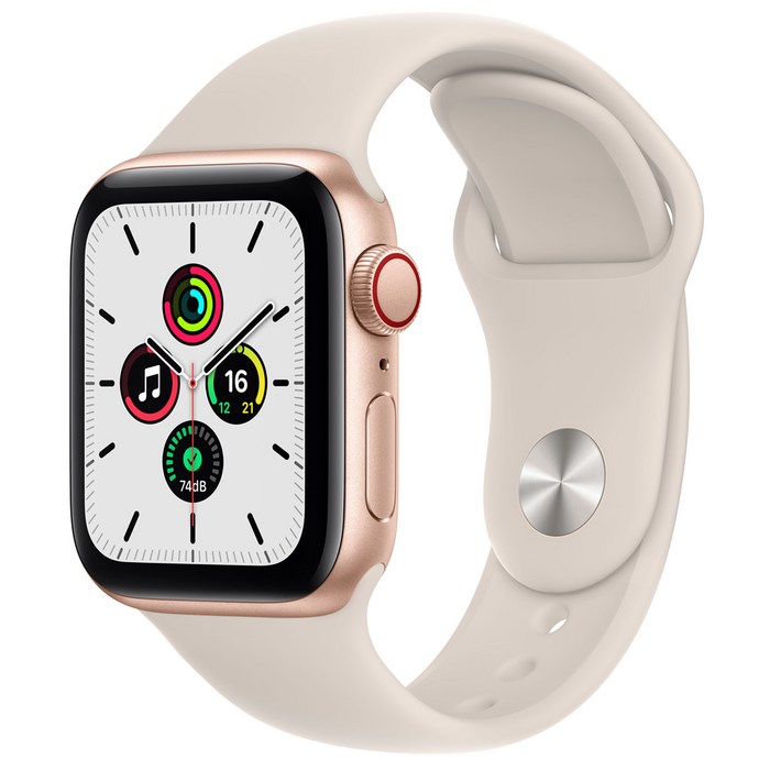 Apple 애플워치 SE, 40mm, GPS+Cellular, 알루미늄, 골드 / 스타라이트 스포츠 밴드 대표 이미지 - 애플워치 SE 색깔 추천