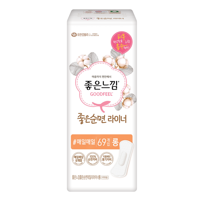 좋은느낌 좋은순면 롱 팬티라이너, 69개입, 1개 대표 이미지 - 팬티라이너 추천