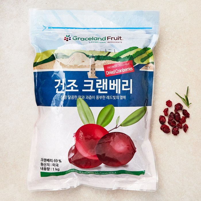 건조 크랜베리, 1kg, 1개 대표 이미지 - 말린 과일 추천