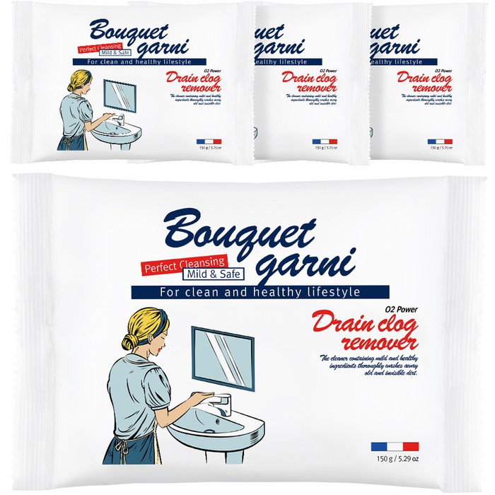 부케가르니 오투 파워 배수구 클리너, 150g, 4개