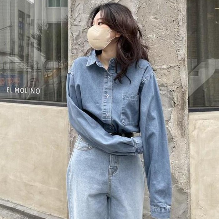 슈가펀 여성용 리븐 언발 데님 셔츠 대표 이미지 - 롤업 셔츠 추천