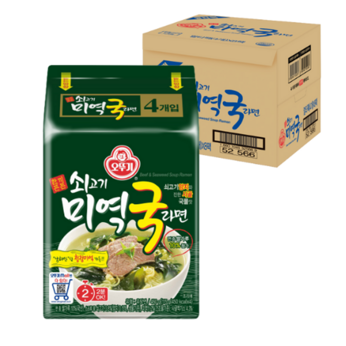 오뚜기 쇠고기 미역국라면 멀티팩 115g, 32개 대표 이미지 - 맑은 국물 라면 추천