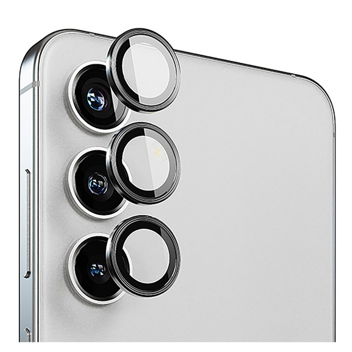 빅쏘 빛번짐 방지 부착가이드 아이폰 카메라 렌즈 링 강화유리 휴대폰 보호필름 블랙, 1세트