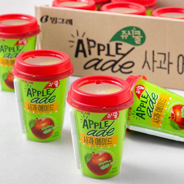 빙그레 쥬시쿨 사과 에이드, 250ml, 10개입 대표 이미지 - 감귤주스 추천
