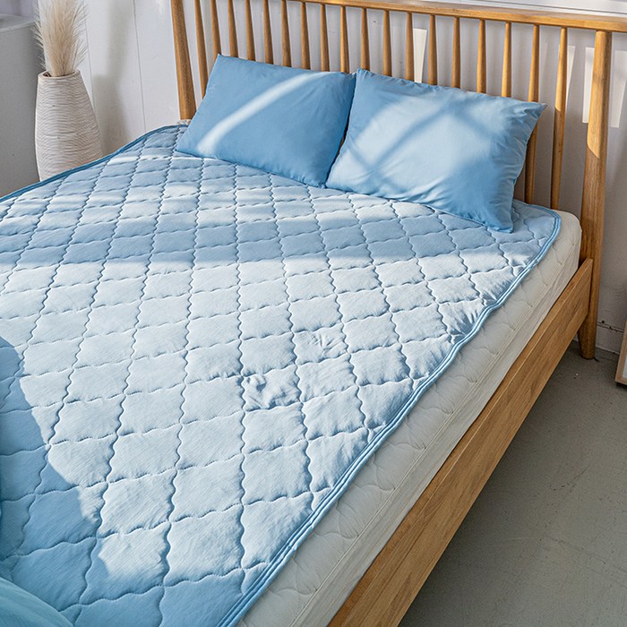 [쿠팡수입] 니토리 N COOL 냉감 양면 누빔 침대 패드, 블루 대표 이미지 - 냉감패드 추천