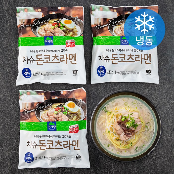 면사랑 차슈돈코츠라멘 (냉동), 331g, 3개 대표 이미지 - 돈코츠라멘 추천