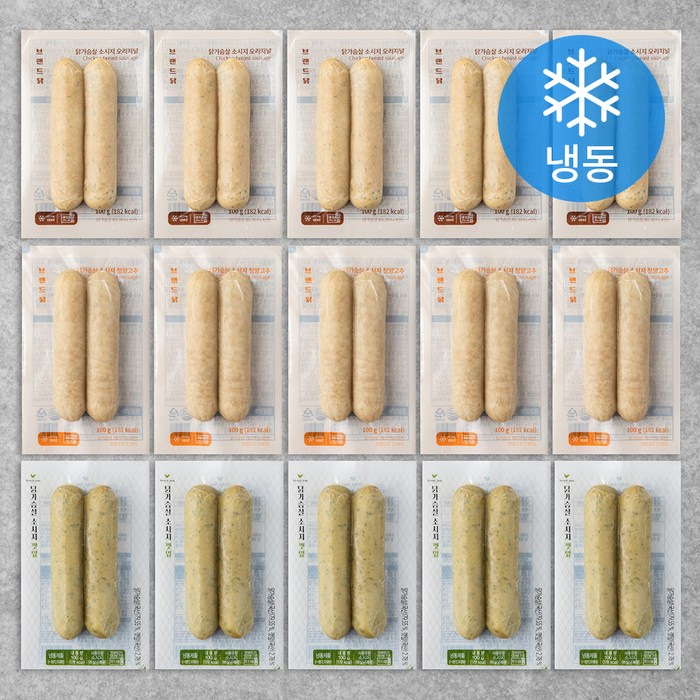 브랜드닭 닭가슴살 소시지 3종 x 5팩 세트 (냉동), 1세트 대표 이미지 - 랭킹닭컴 추천