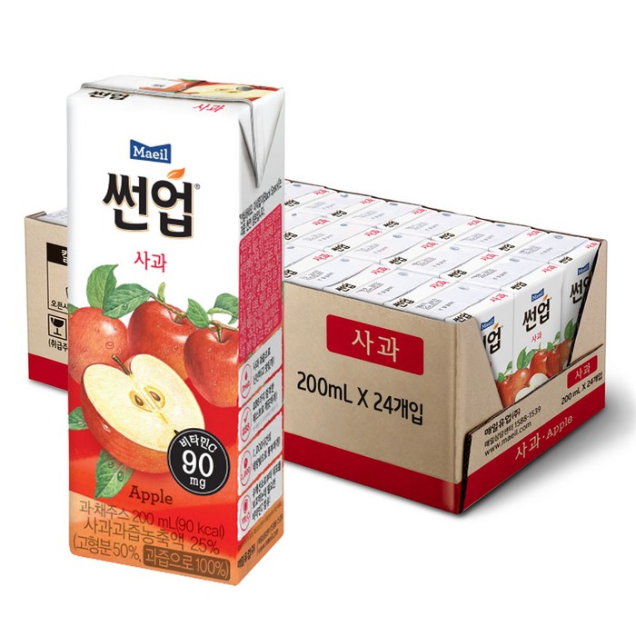 썬업 사과주스, 200ml, 24개 대표 이미지 - 사과주스 추천