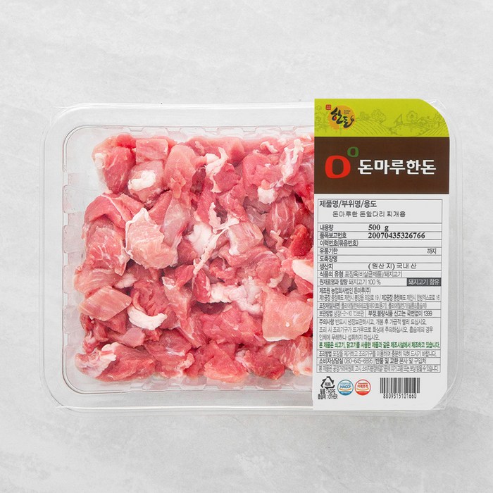 돈마루 한돈 앞다리 찌개용 (냉장), 500g, 1개 대표 이미지 - 캠핑 고기 추천