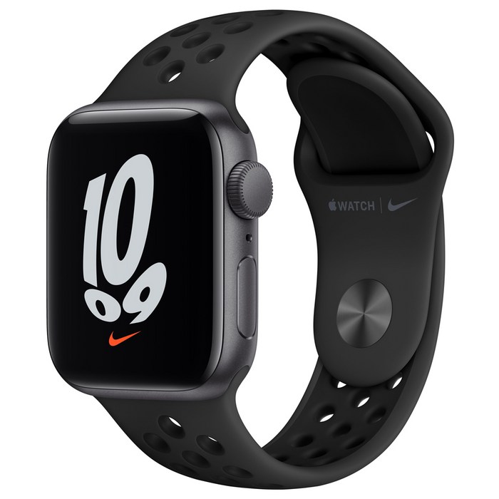 Apple 애플워치 SE 나이키, 스페이스그레이 알루미늄 케이스, 안트라사이트 +블랙 스포츠 밴드, 40mm, GPS 대표 이미지 - 애플워치 SE 색깔 추천