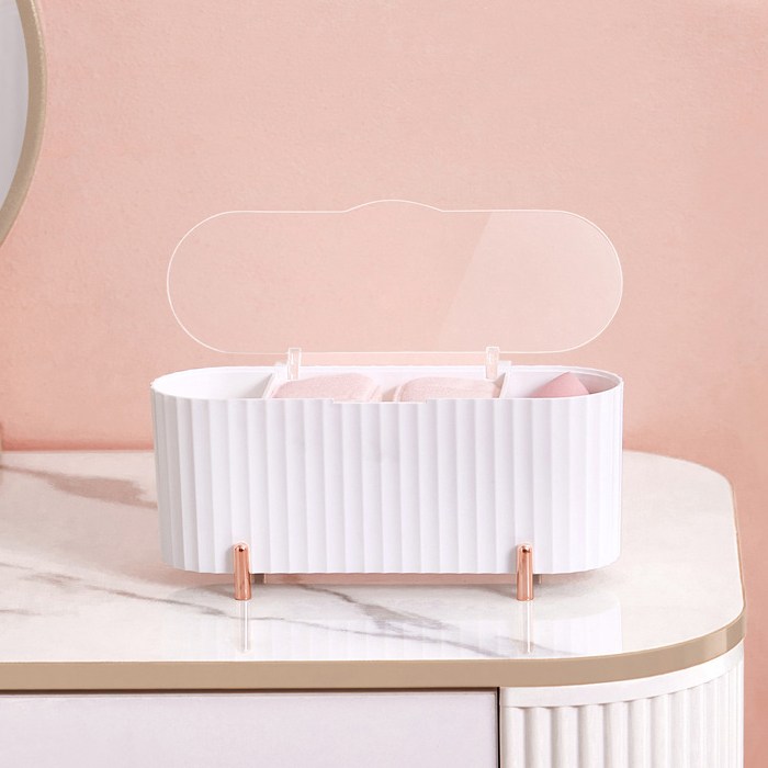 화장솜 퍼프 수납함, 화이트, 1개