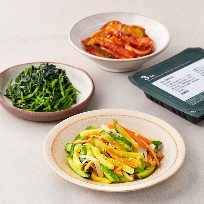 집반찬연구소 계절삼색나물 애호박나물 110g + 새콤달콤도라지무침 100g + 참나물 80g, 1세트 대표 이미지 - 비빔밥 추천