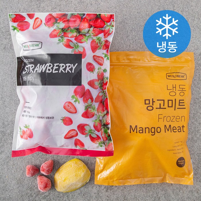 웰프레쉬 냉동딸기 1Kg + 냉동망고미트 1Kg (냉동), 1세트 대표 이미지 - 냉동과일 추천