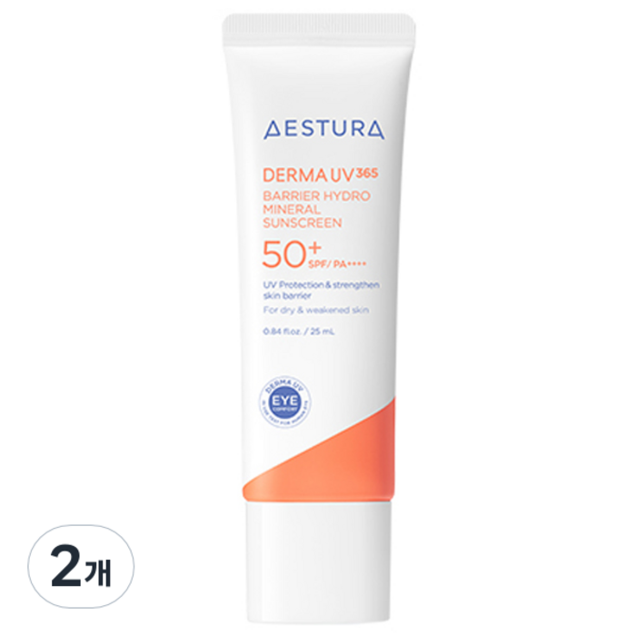 에스트라 더마UV365 장벽수분 무기자차 선크림 SPF50+ PA++++, 25ml, 2개