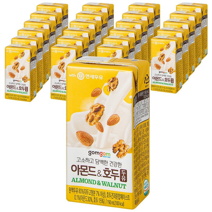 곰곰 아몬드와 호두 두유, 190ml, 24개 대표 이미지 - 다이어트 식품 추천