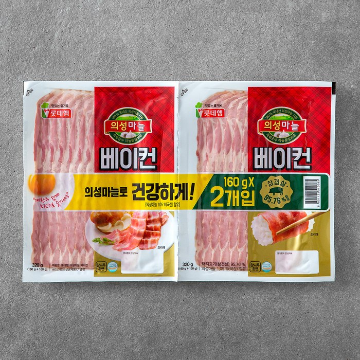 롯데햄 의성마늘 베이컨, 160g, 2개입 대표 이미지 - 술안주 추천