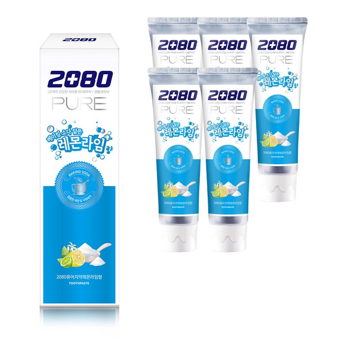 애경 2080 베이킹소다 퓨어 레몬라임향 치약 120g, 6개 대표 이미지 - 2080 치약 추천