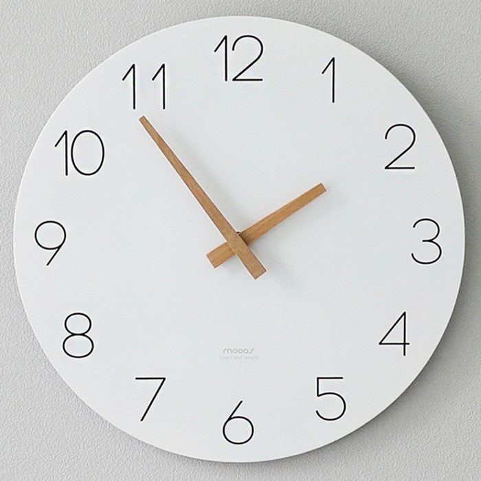 무아스 플랫우드 벽시계, 화이트 대표 이미지 - 사무실 시계 추천
