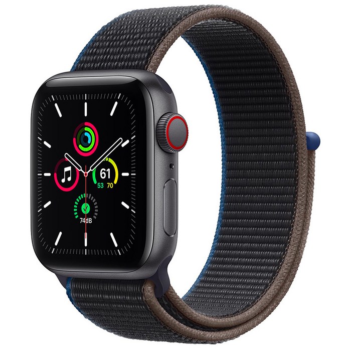 Apple 애플워치 SE, 40mm, GPS+Cellular, 알루미늄, 스페이스 그레이 / 차콜 스포츠 루프 대표 이미지 - 애플워치 셀룰러 추천