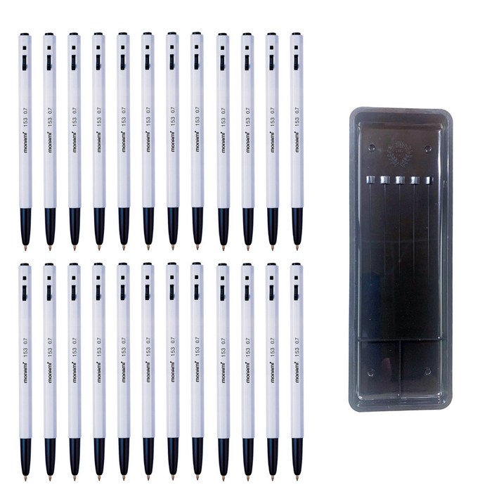 모나미 BP153 볼펜 0.7mm 24p + 매표 펜접시 C형, 블랙, 25개 대표 이미지 - 모나미 추천