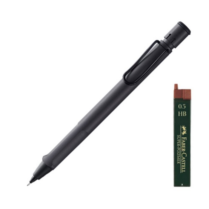 LAMY 사파리 샤프 117매트블랙 + 샤프심 HB 랜덤발송 + 리플렛 + 케이스, 1세트, 0.5mm 대표 이미지 - 일본 샤프 추천