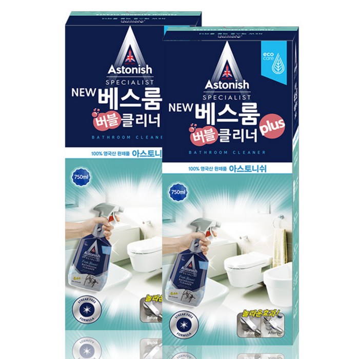 아스토니쉬 NEW 베스룸 버블 클리너 plus, 2개, 750ml 대표 이미지 - 아스토니쉬 추천