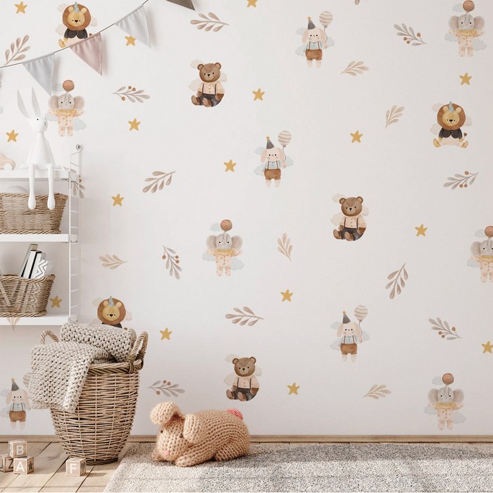 LANO 북유럽 숲속동물 포인트 인테리어 벽지 스티커