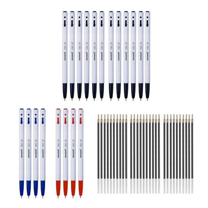 모나미 BP 153 볼펜 0.7mm 흑 12p + 청 4p + 적 4p + 영심 흑색 30p 세트, 혼합색상, 1세트 대표 이미지 - 모나미 추천