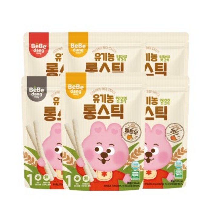 베베당 유기농 롱스틱 6종 세트, 1세트, 사과+당근, 감귤+현미, 단호박+흑임자 대표 이미지 - 쌀과자 추천