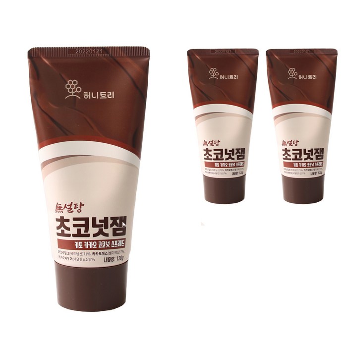 허니트리 무설탕 키토 초코넛잼, 120g, 3개 대표 이미지 - 무설탕 잼 추천