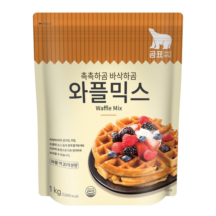 곰표 바사삭 와플믹스, 1kg, 1개 대표 이미지 - 수플레 팬케이크 추천