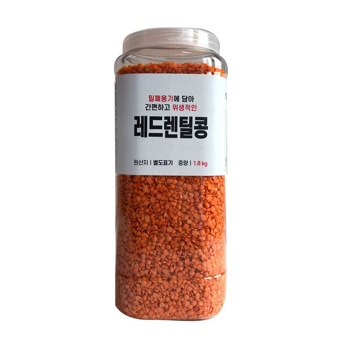 대한농산 통에담은 레드렌틸콩, 1.8kg, 1개 대표 이미지 - 렌틸콩 추천