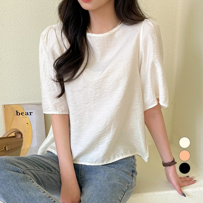 베러스윗 여성용 라운드넥 쉬폰 블라우스 대표 이미지 - 여성 반팔 셔츠 추천