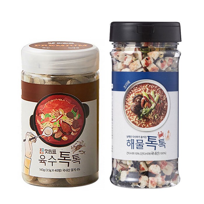 맛침표 국물 요리 조미료 육수톡톡1개 +해물톡톡, 1세트 대표 이미지 - 분말육수 추천