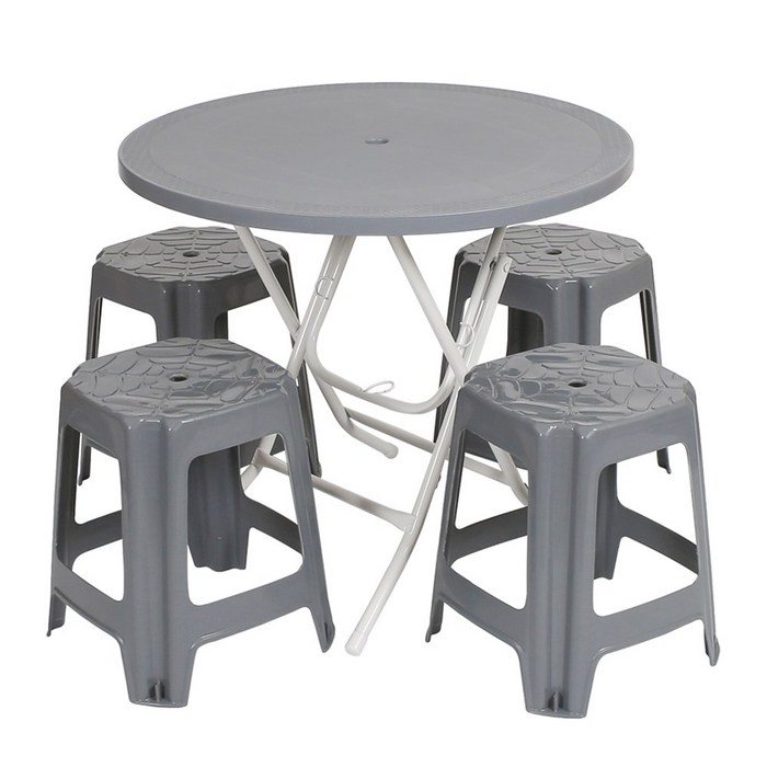 지오리빙 포장마차 테이블 의자 세트, 원형+사각(다크그레이) 대표 이미지 - 포차 테이블 추천