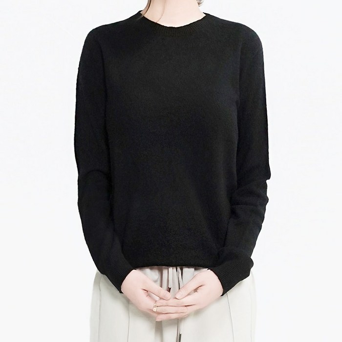 클레이스 울100 캐시미어 고급 호주산 양모  여성 라운드넥 니트