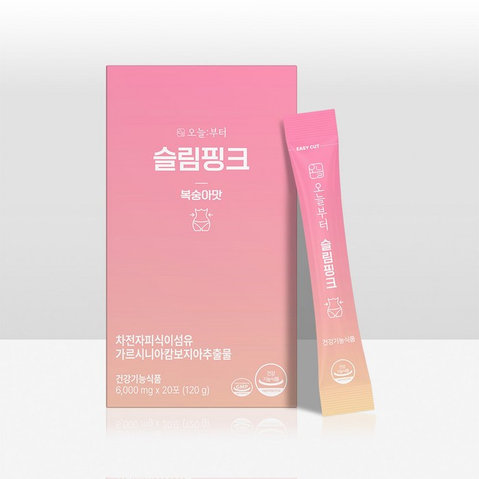 오늘부터 슬림핑크 복숭아맛 다이어트보조제 가르시니아 차전자피 분말, 20포, 120g, 1개 대표 이미지 - 다이어트 약 추천