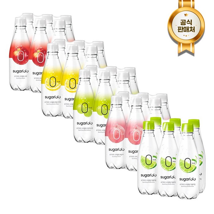 슈가로로 스파클링 혼합세트, 30개입(사과6+레몬6+샤인6+복숭아6+더블라임6), 350ml 대표 이미지 - 샤인머스캣 음료 추천
