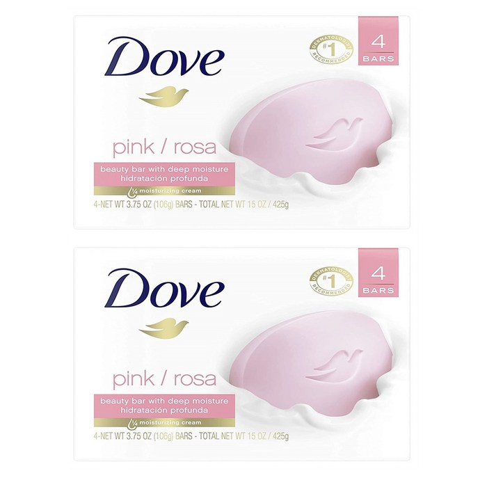 도브 뷰티바 핑크 로사 비누 미국산 106g 4개입 2팩 Dove Beauty Bar Pink Rosa Soap 3.75 oz 4 Bars