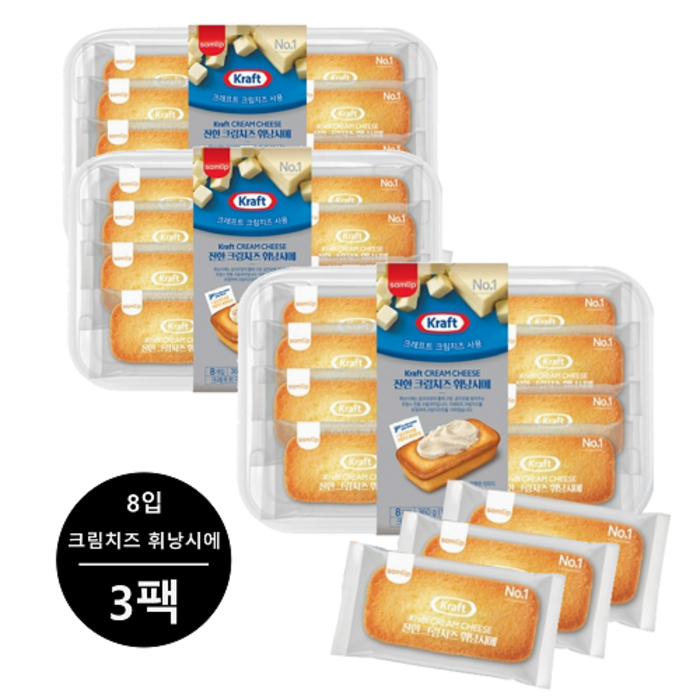 삼립 진한 크림치즈 휘낭시에 8입 x 3개, 1박스 대표 이미지 - 돌빵 추천