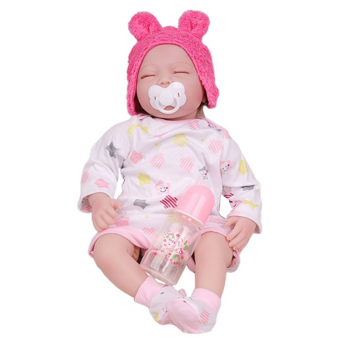 STK 아이 생일 선물을위한 22inch 실리콘 아기 인형 신생 아기 장난감, 粉色