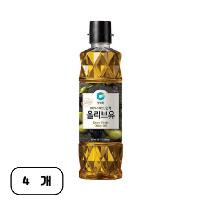 청정원 엑스트라버진 올리브유, 900ml, 4개 대표 이미지 - 압착 올리브유 추천