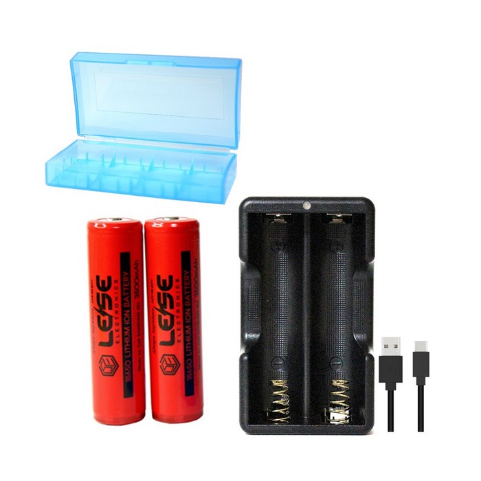 삼성 35E 18650 세트(3500mah 2알+깜냥급속충전기+USB케이블+2구케이스 ), 1세트 대표 이미지 - 전자담배 건전지 추천